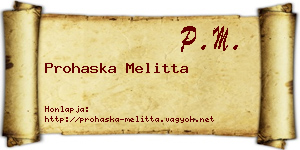 Prohaska Melitta névjegykártya